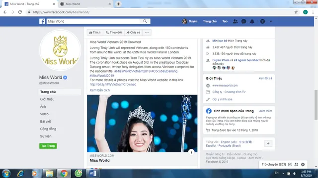 Trang chủ Miss World khen ngợi tân Hoa hậu Lương Thùy Linh của Việt Nam - Ảnh 3.