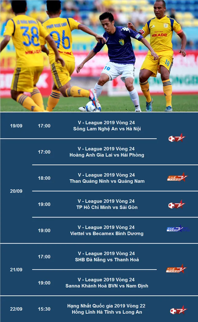 Lịch tường thuật trực tiếp vòng 24 V.League 2019 trên VTVcab - Ảnh 1.