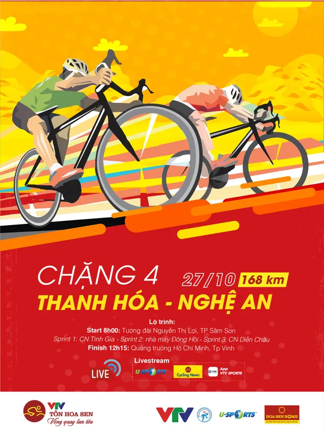 Chặng 4 Giải xe đạp VTV Cúp Tôn Hoa Sen 2020: Thanh Hoá đi Nghệ An (168 Km) - Ảnh 1.