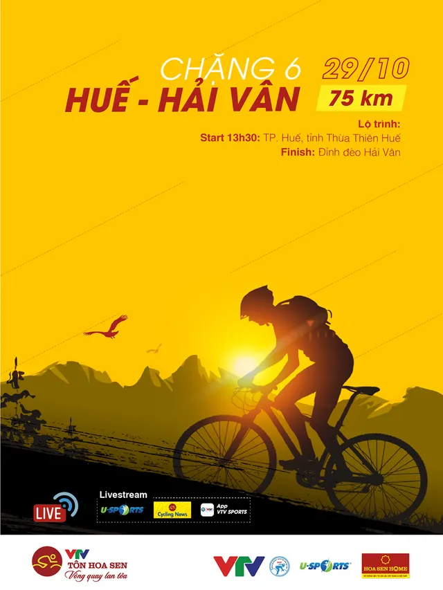 Chặng 6 Giải xe đạp VTV Cúp Tôn Hoa Sen 2020: TP Huế - đèo Hải Vân (75 Km) - Ảnh 1.