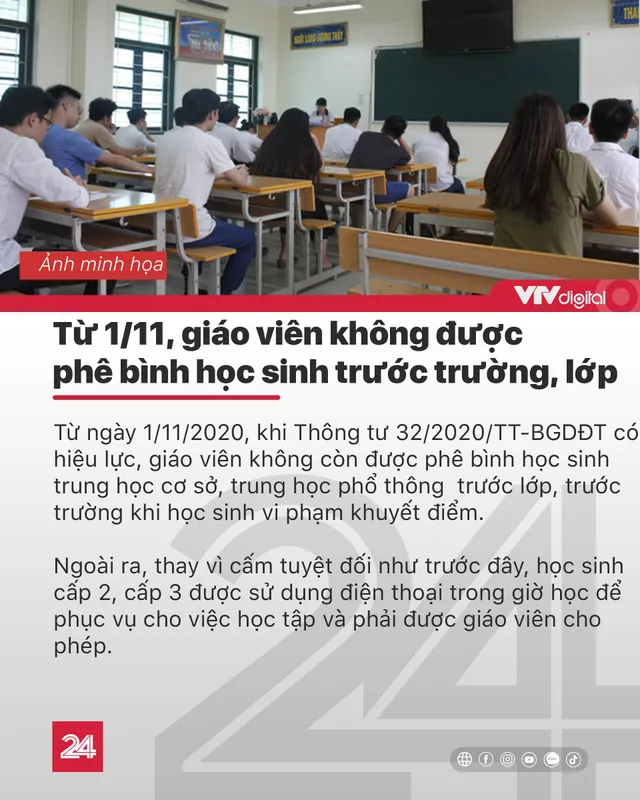 Tin nóng đầu ngày 1/11: Từ hôm nay, không được phê bình học sinh trước trường lớp - Ảnh 1.