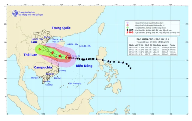 Bão số 13 cách Đà Nẵng - Thừa Thiên Huế khoảng 380km, biển động dữ dội - Ảnh 1.