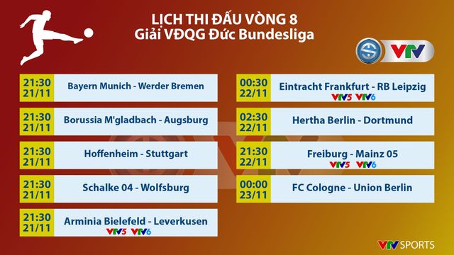 Lịch thi đấu và trực tiếp vòng 8 Bundesliga: Tâm điểm Frankfurt - RB Leipzig! - Ảnh 1.