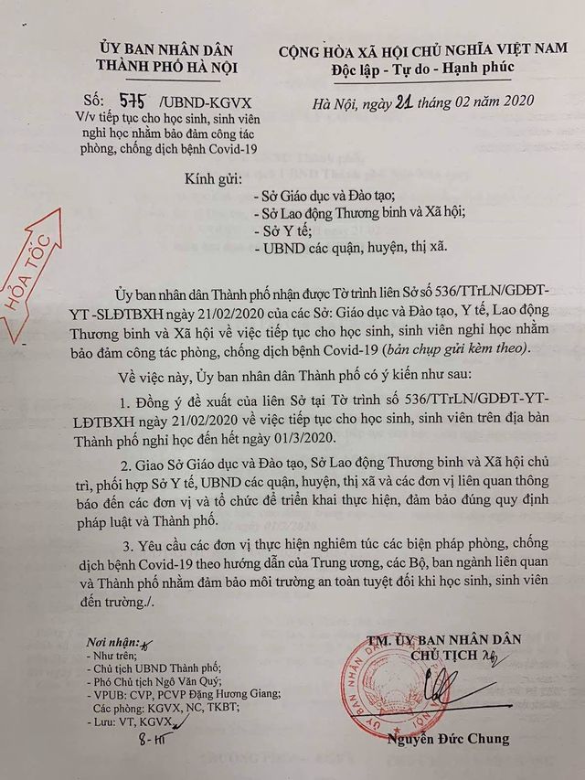 Hà Nội cho học sinh, sinh viên nghỉ học đến hết ngày 1/3 - Ảnh 1.