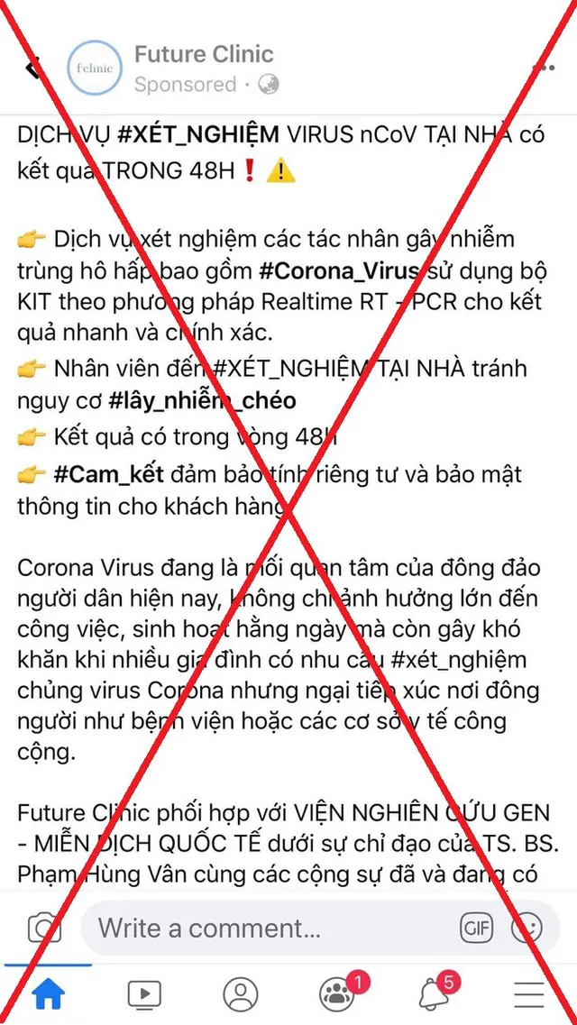 Sẽ kiểm tra, xử lý phòng khám tại TP.HCM tự ý quảng cáo xét nghiệm nCov - Ảnh 1.