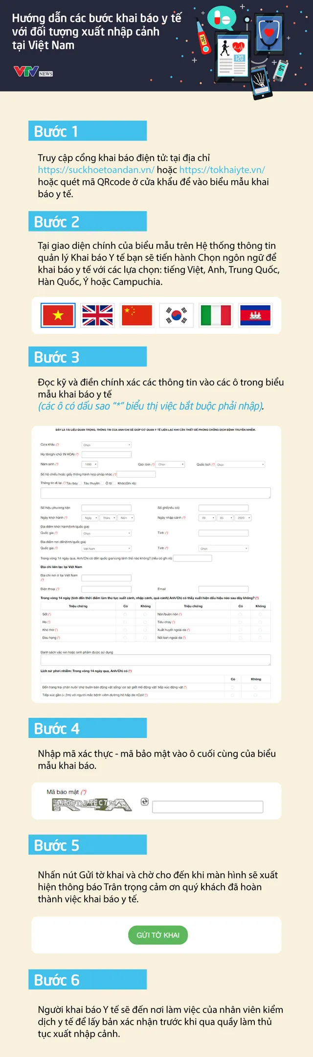 INFOGRAPHIC: Hướng dẫn các bước khai báo y tế dành cho đối tượng xuất nhập cảnh tại Việt Nam - Ảnh 1.