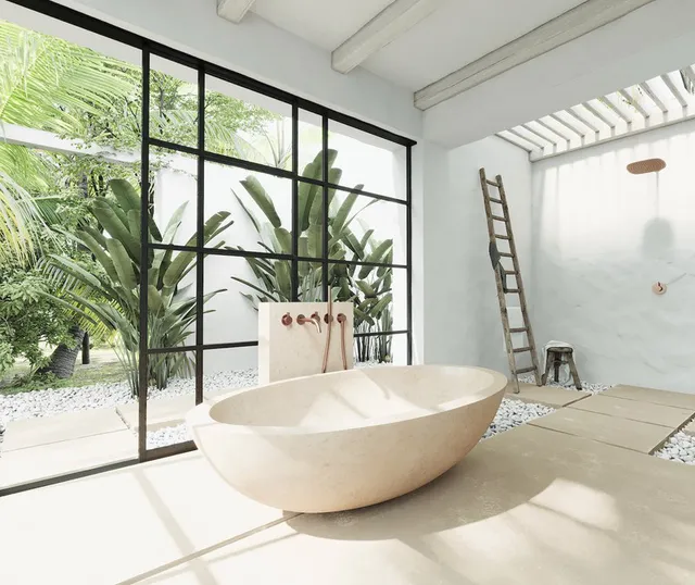 Những mẫu phòng tắm có bồn bằng đá tuyệt đẹp - Ảnh 2.