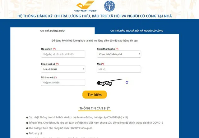 Hướng dẫn cách đăng ký nhận lương hưu tại nhà trong mùa dịch COVID-19 - Ảnh 1. Hướng dẫn cách đăng ký nhận lương hưu tại nhà trong mùa dịch COVID-19 - Ảnh 1.