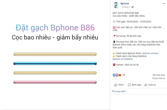 Bphone B86 đã cho đặt gạch trước, tối đa 200 máy - Ảnh 1.