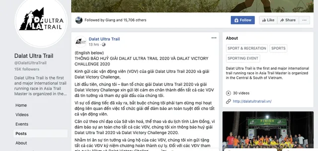 Một VĐV tử vong, BTC Dalat Ultra Trail hủy tất cả các cự ly thi đấu - Ảnh 1.