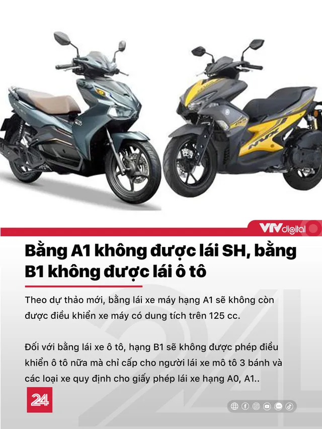 Tin nóng đầu ngày 30/6: Bằng A1 không được lái xe SH, bằng B1 không được lái ô tô - Ảnh 1. Tin nóng đầu ngày 30/6: Bằng A1 không được lái xe SH, bằng B1 không được lái ô tô - Ảnh 1.