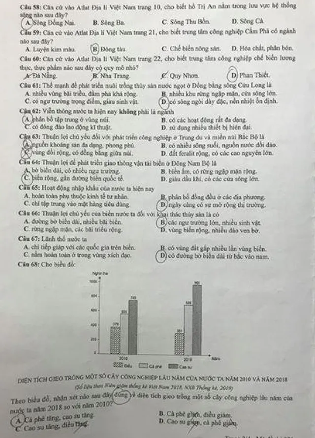 Đề môn Địa lý chính thức tại Kỳ thi tốt nghiệp THPT 2020 - Ảnh 2.