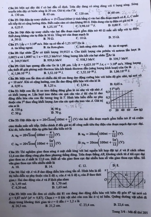Đề thi chính thức môn Vật lý, bài thi Khoa học tự nhiên của kỳ thi tốt nghiệp THPT 2020 - Ảnh 3.
