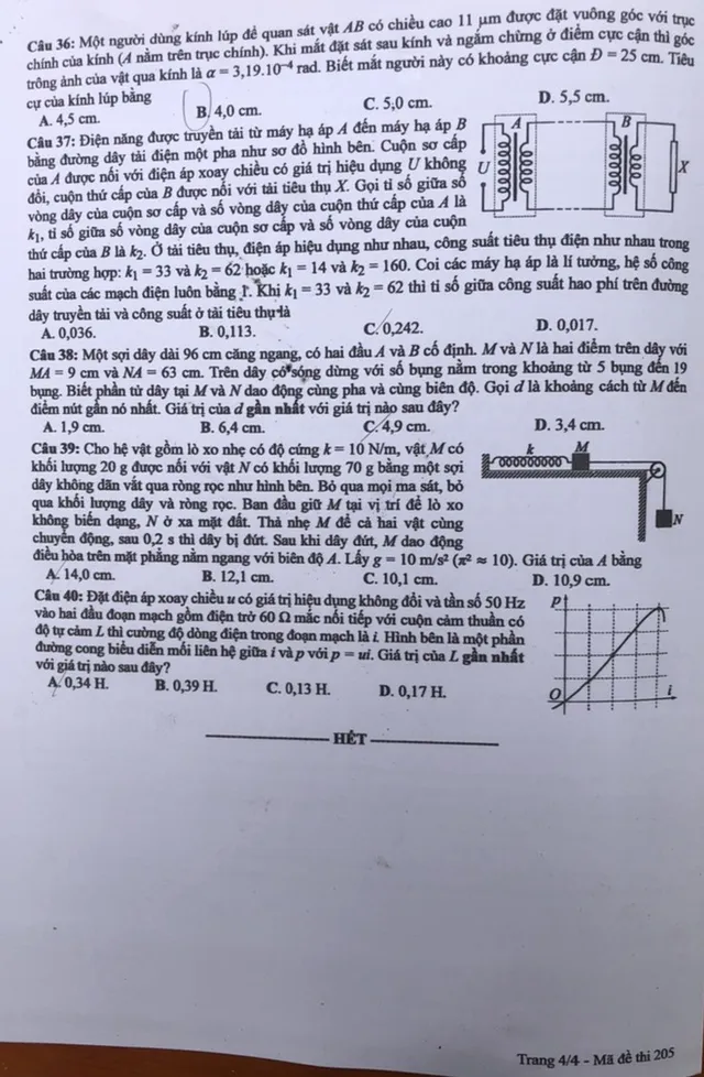 Đề thi chính thức môn Vật lý, bài thi Khoa học tự nhiên của kỳ thi tốt nghiệp THPT 2020 - Ảnh 4.