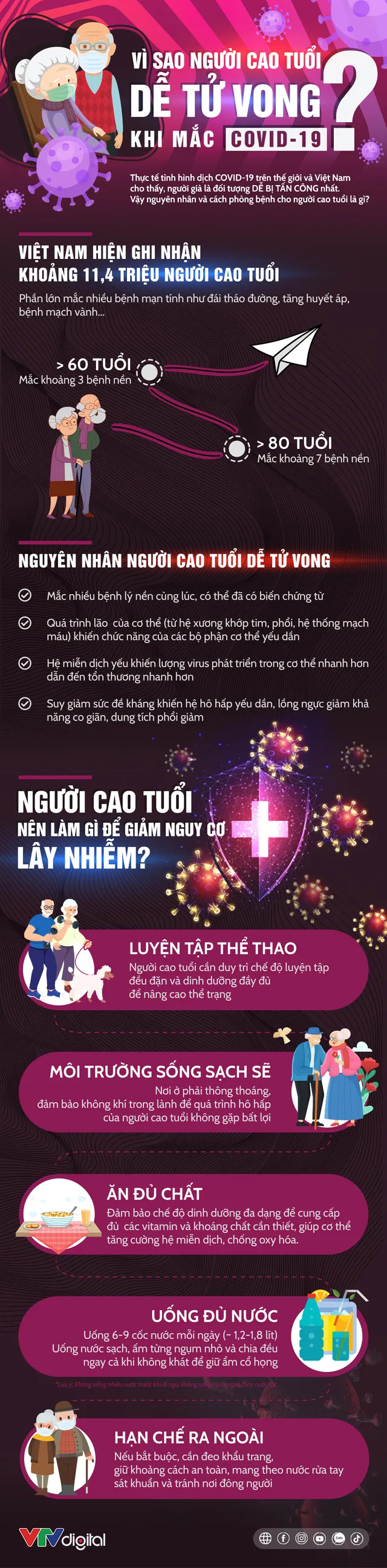 [Infographic] Vì sao người cao tuổi dễ tử vong khi mắc COVID-19? - Ảnh 1.