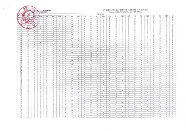 CHÍNH THỨC: Đáp án môn Tiếng Anh và các môn Ngoại ngữ khác thi tốt nghiệp THPT 2020 - Ảnh 6.