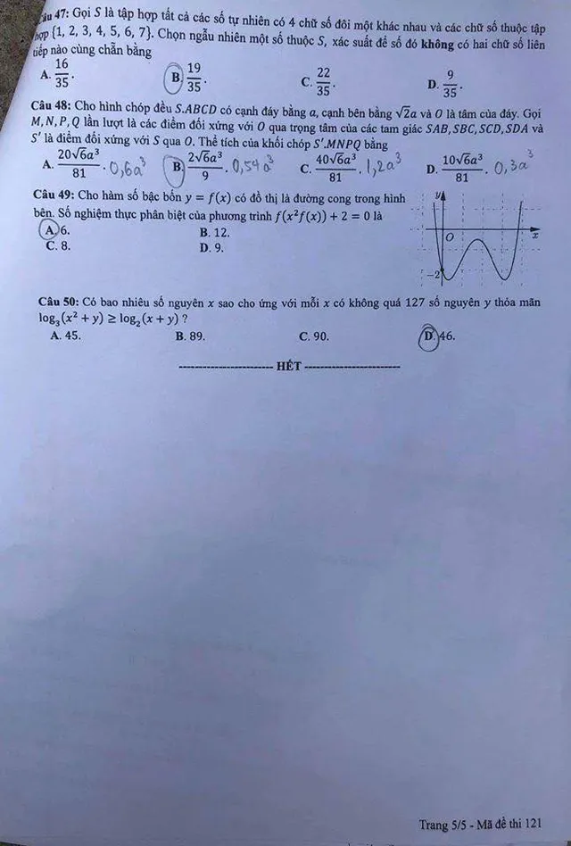 Đề Toán chính thức Kỳ thi tốt nghiệp THPT 2020 đợt 1 - Ảnh 5.