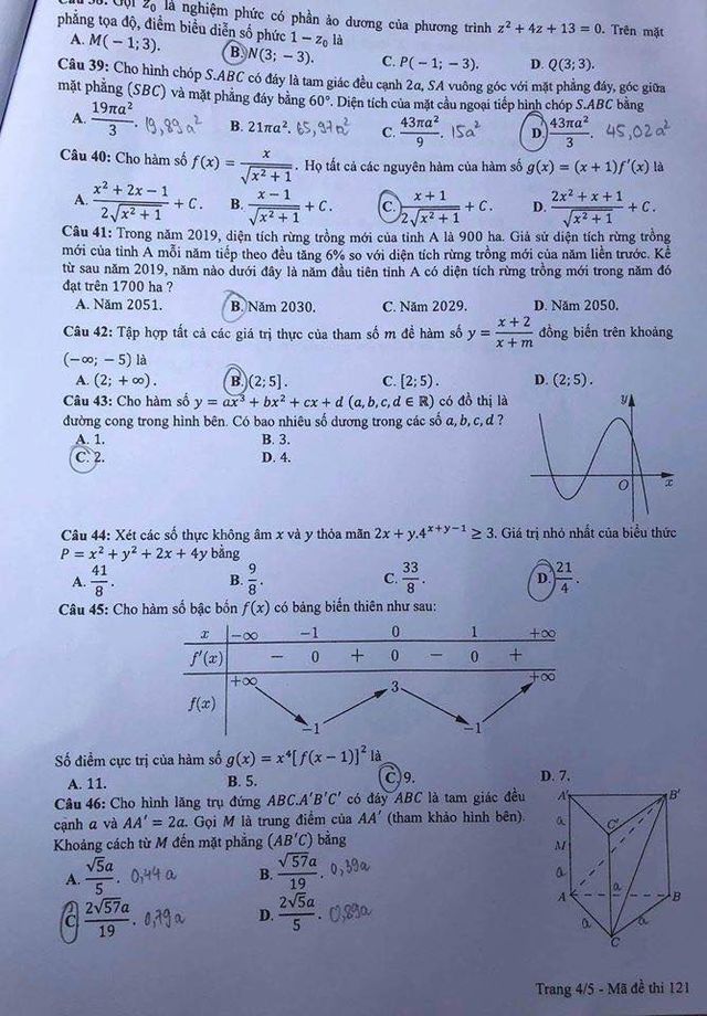 Đề Toán chính thức Kỳ thi tốt nghiệp THPT 2020 đợt 1 - Ảnh 4.