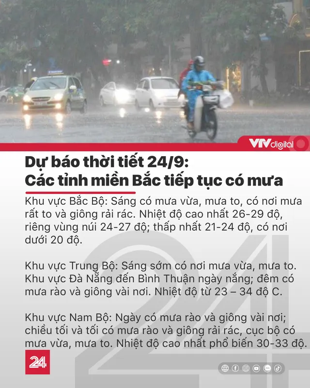 Tin nóng đầu ngày 24/9: Sẽ còn xuất hiện 5-7 cơn bão trên biển Đông - Ảnh 2.