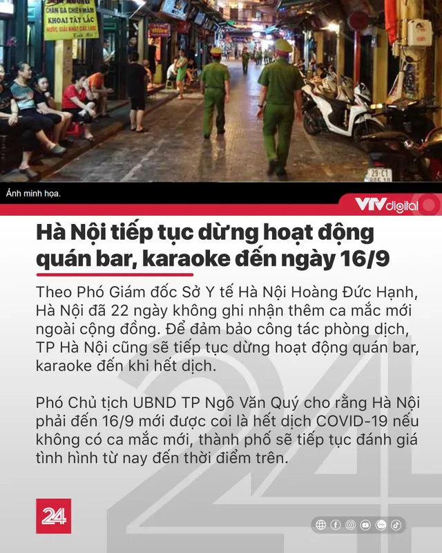 Tin nóng đầu ngày 9/9: Hà Nội tiếp tục dừng hoạt động quán bar, karaoke - Ảnh 1.