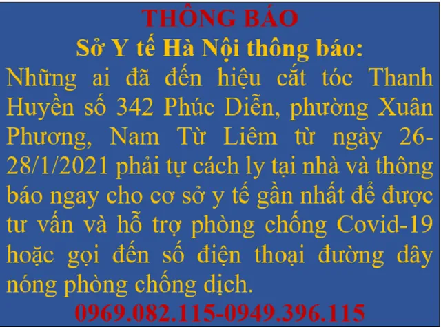 Hà Nội thông báo tìm người đến hiệu cắt tóc ở Nam Từ Liêm - Ảnh 1.