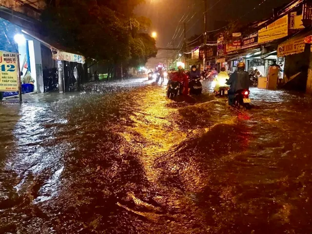 Nhiều tuyến đường tại TP Hồ Chí Minh ngập nặng sau cơn mưa lớn - Ảnh 2.