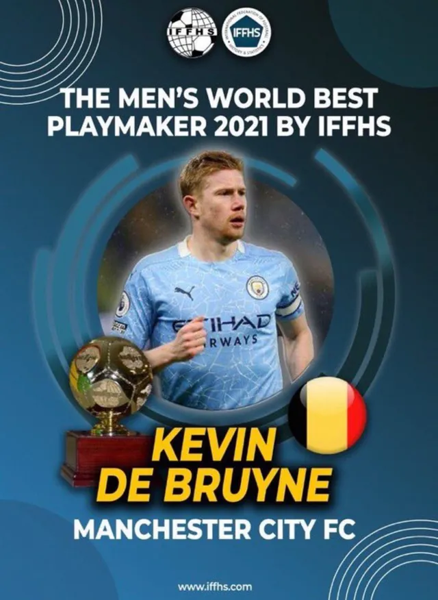 De Bruyne dành giải cầu thủ kiến tạo hay nhất năm 2021  - Ảnh 1.