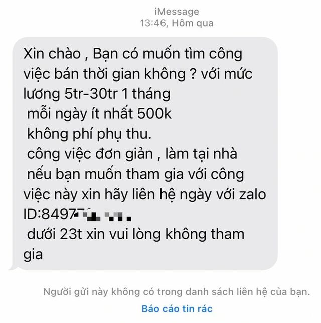 Phiền phức vì bị mời chào “việc nhẹ lương cao”, hứa hẹn lãi suất 30%/ngày - Ảnh 1.