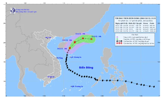 Bão số 9 di chuyển theo hướng Đông Bắc, quần đảo Hoàng Sa gió giật cấp 11 - Ảnh 1.