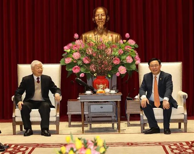 Tổng Bí thư, Chủ tịch nước Nguyễn Phú Trọng đến thăm và chúc Tết Đảng bộ, chính quyền và nhân dân thành phố Hà Nội - Ảnh 3.