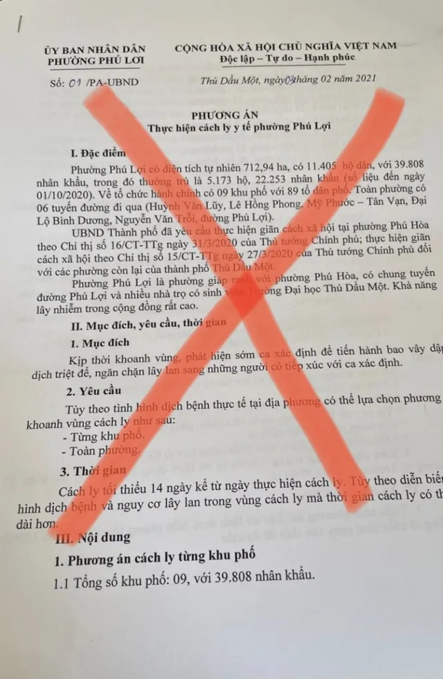 Thông tin phong tỏa, cách ly thêm một số phường thuộc TP. Thủ Dầu Một là giả mạo - Ảnh 1.