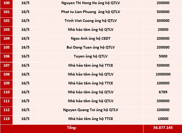 Quỹ Tấm lòng Việt: Danh sách ủng hộ tuần 2 tháng 5/2021 - Ảnh 5.