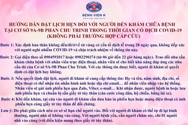 Người bệnh khi đi khám tại Bệnh viện K cơ sở Phan Chu Trinh, Tam Hiệp cần lưu ý gì? - Ảnh 1.