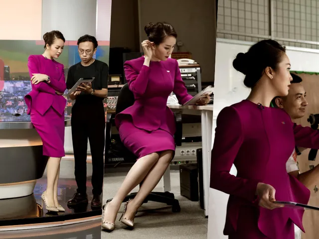 Ngắm gu thời trang công sở ở VTV của Á hậu Thụy Vân - Ảnh 3. Ngắm gu thời trang công sở ở VTV của Á hậu Thụy Vân - Ảnh 3.