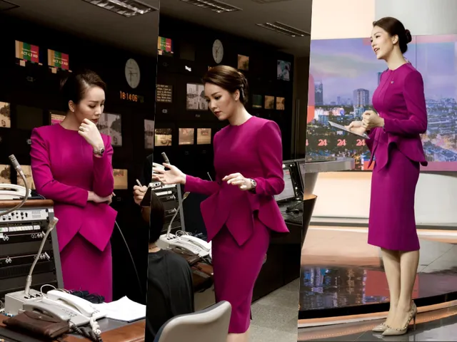 Ngắm gu thời trang công sở ở VTV của Á hậu Thụy Vân - Ảnh 4. Ngắm gu thời trang công sở ở VTV của Á hậu Thụy Vân - Ảnh 4.