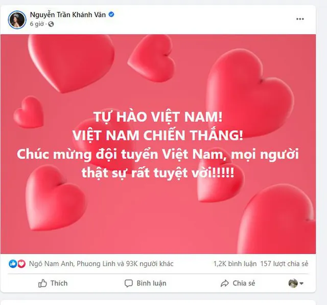 Sao Việt tưng bừng chúc mừng đội tuyển Việt Nam chiến thắng - Ảnh 4.