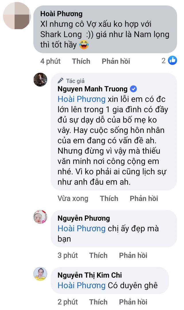 Mạnh Trường đáp trả gay gắt khi vợ bị chê nhan sắc - Ảnh 1.