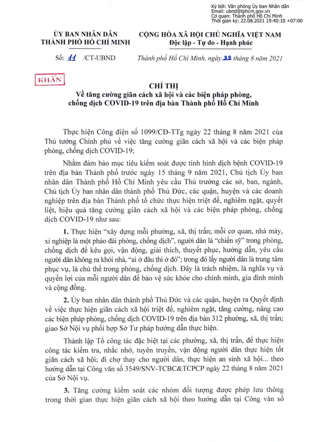 TP Hồ Chí Minh ra Chỉ thị số 11: Mỗi phường xã là pháo đài, người dân là chiến sĩ chống dịch - Ảnh 1.