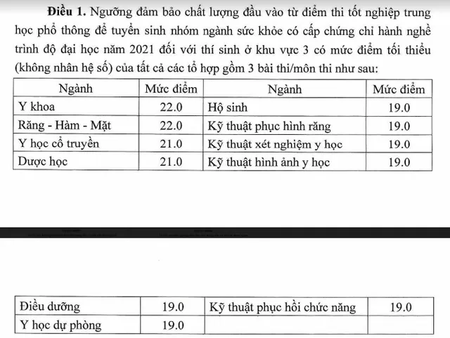 Điểm sàn nhóm ngành Sức khỏe tương đương năm 2020 - Ảnh 1.