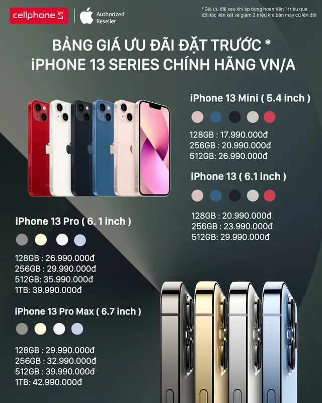 iPhone 13 series chính hãng được cập nhật mức giá ưu đãi khi lên đời - Ảnh 1.