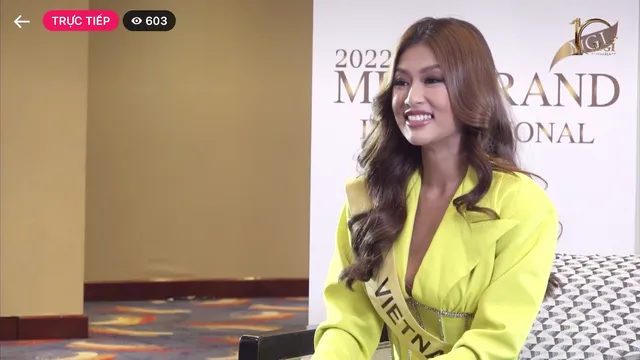 Thiên Ân tự tin thi phỏng vấn kín Miss Grand International 2022 - Ảnh 2.