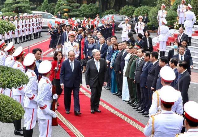 Lễ đón Tổng Thư ký Liên hợp quốc António Guterres thăm chính thức VIệt Nam - Ảnh 1.