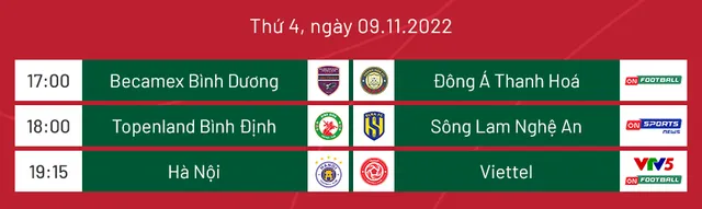 Lịch thi đấu và trực tiếp V.League 2022 hôm nay 09/11 | Tâm điểm CLB Hà Nội vs CLB Viettel - Ảnh 1.