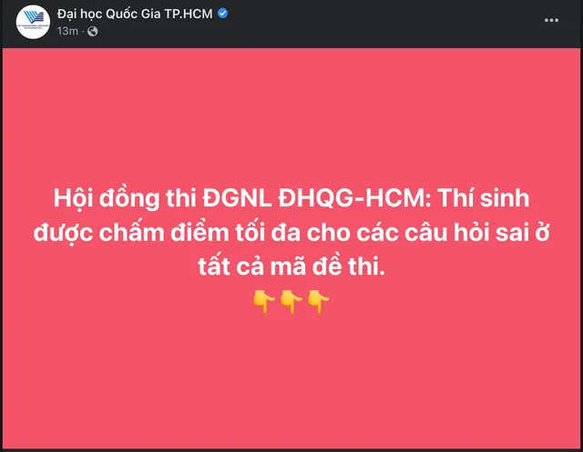 ĐHQG TP Hồ Chí Minh công bố phương án giải quyết sai sót trong đề thi đánh giá năng lực đợt 1 - Ảnh 1.