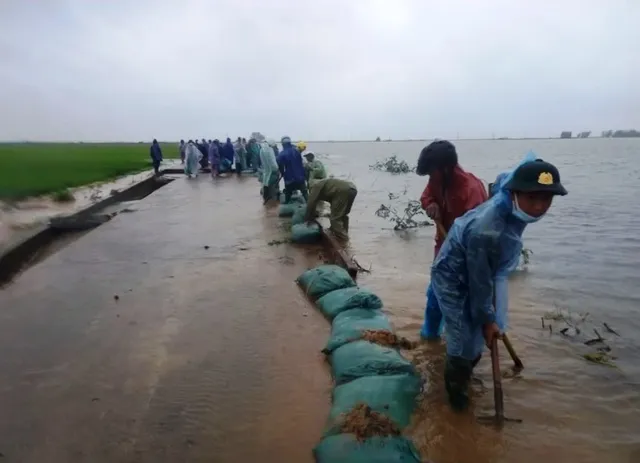 Bộ đội đắp đê ngăn lũ cứu lúa, đảm bảo giao thông vùng lũ - Ảnh 1.