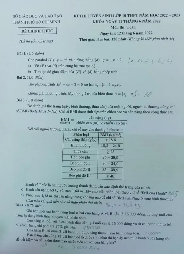 Đề thi Toán vào lớp 10 TP Hồ Chí Minh - Ảnh 1.