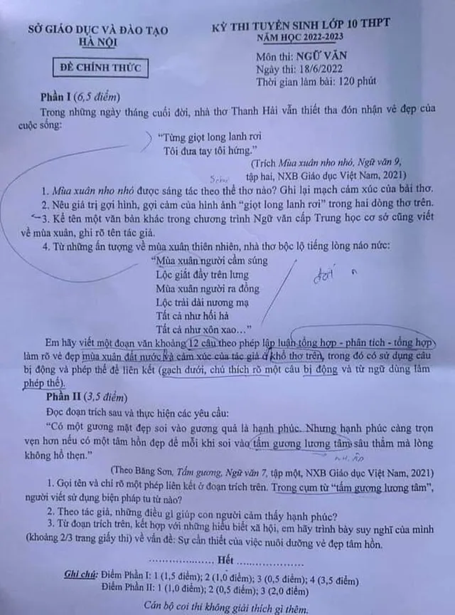 Đề thi môn Văn vừa sức với thí sinh thi vào 10 ở Hà Nội - Ảnh 1.