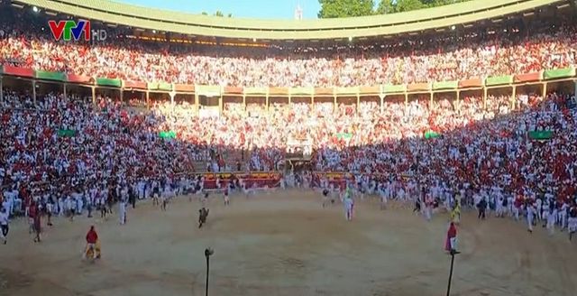 Hoảng loạn khi bò tót húc người trong lễ hội ở Tây Ban Nha - Ảnh 1.