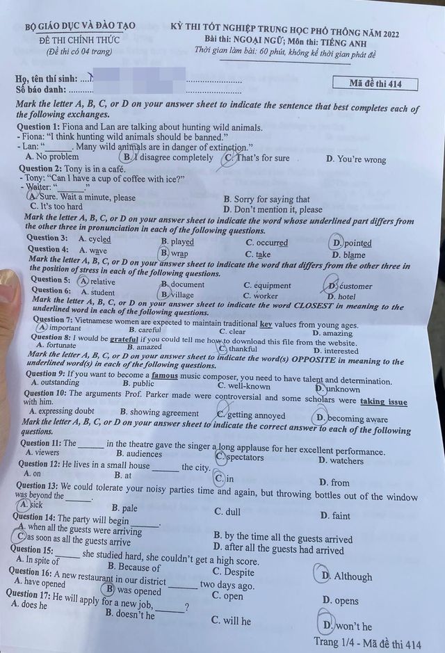 Đề thi môn Tiếng Anh tốt nghiệp THPT 2022 - Ảnh 5.