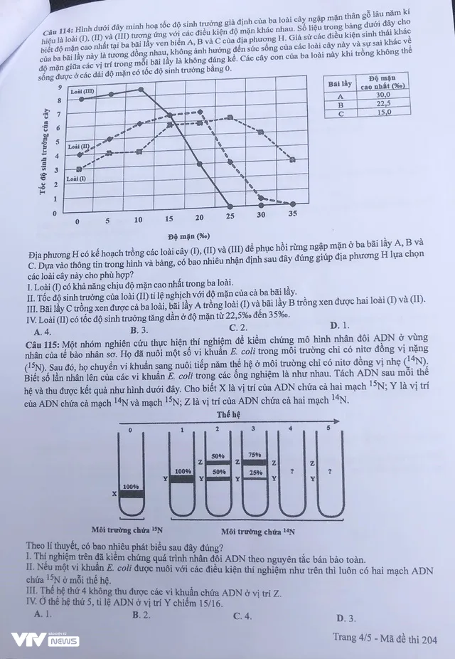 Đề thi môn Sinh học kỳ thi tốt nghiệp THPT 2022 - Ảnh 4.